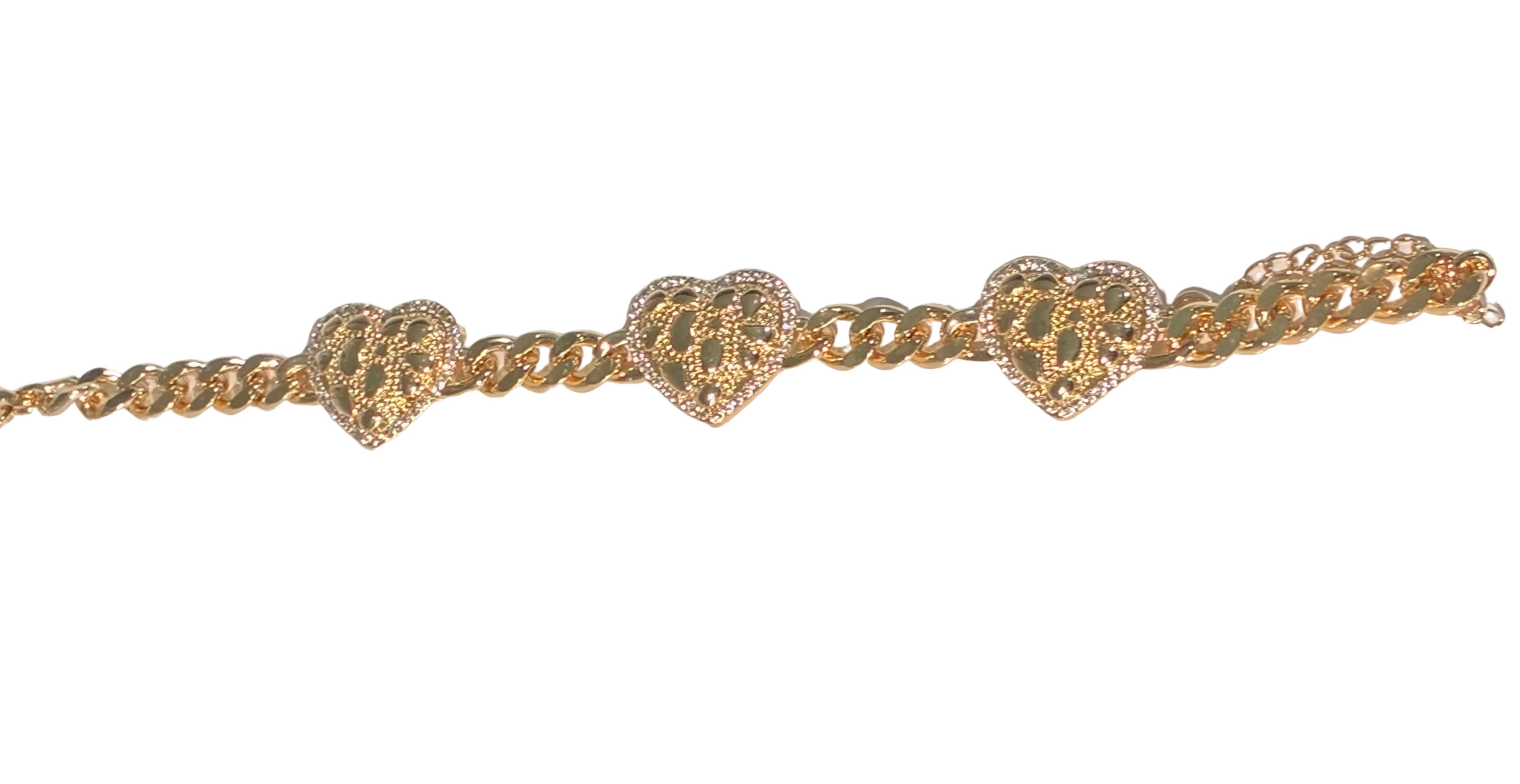 Cuban 18k gold plated nugget heart bracelet