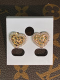 18k gold plated bling heart nugget earrings