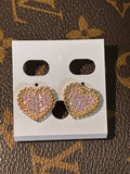 18K gold plated Pink Bling Rolex Heart earrings